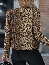 Elegant Leopard Print Sequin Cardigan Jacket